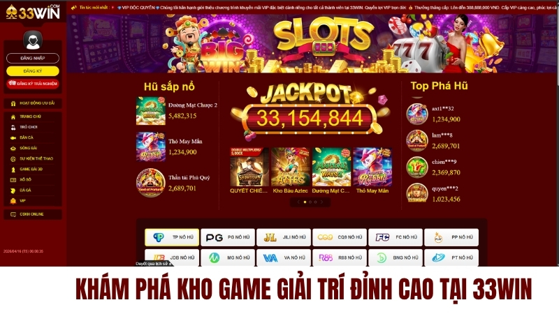 Khám phá kho game giải trí đỉnh cao tại 33WIN